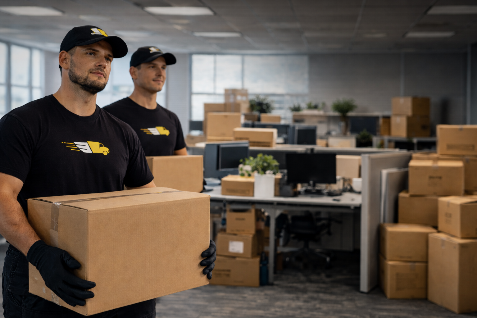 Professional commercial movers relocating office furniture and equipment in Austin TX