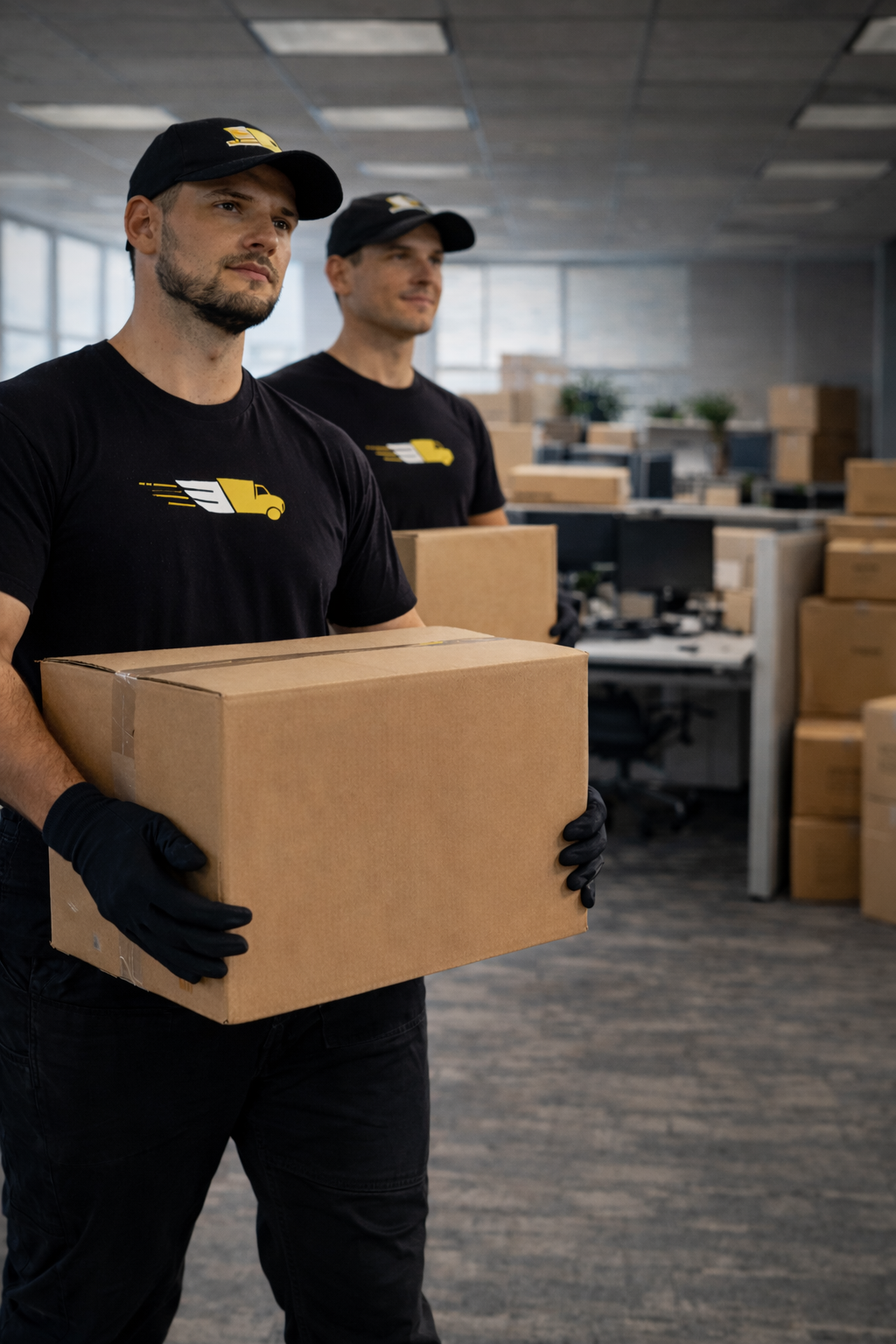 Commercial moving crew relocating office equipment in Austin TX